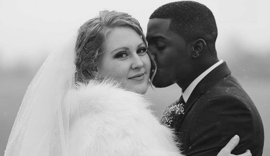 Grayscale wedding couple