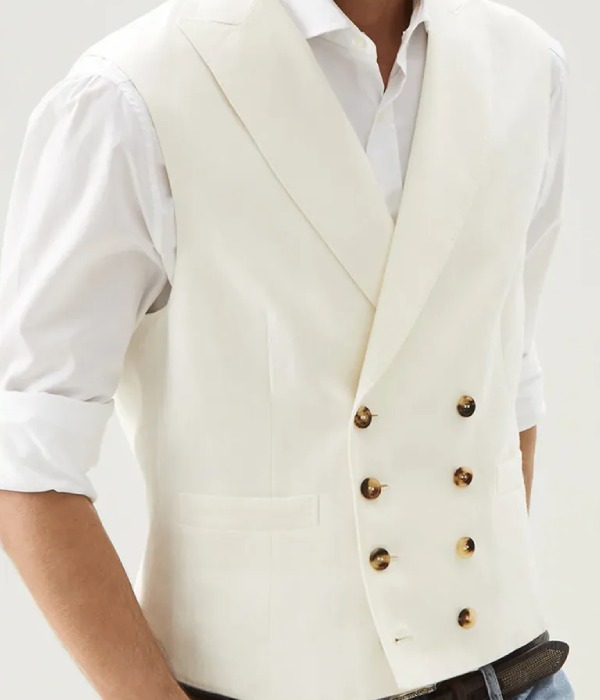 A Blend Of White & Gold Italian Summer Suit