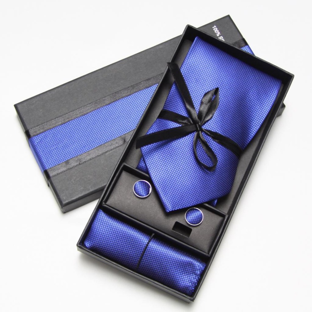 Tie Set Gift Box for Men Luxury Tie Pocket Square Cufflink Tie Clip Gift Box Suit Set for Men