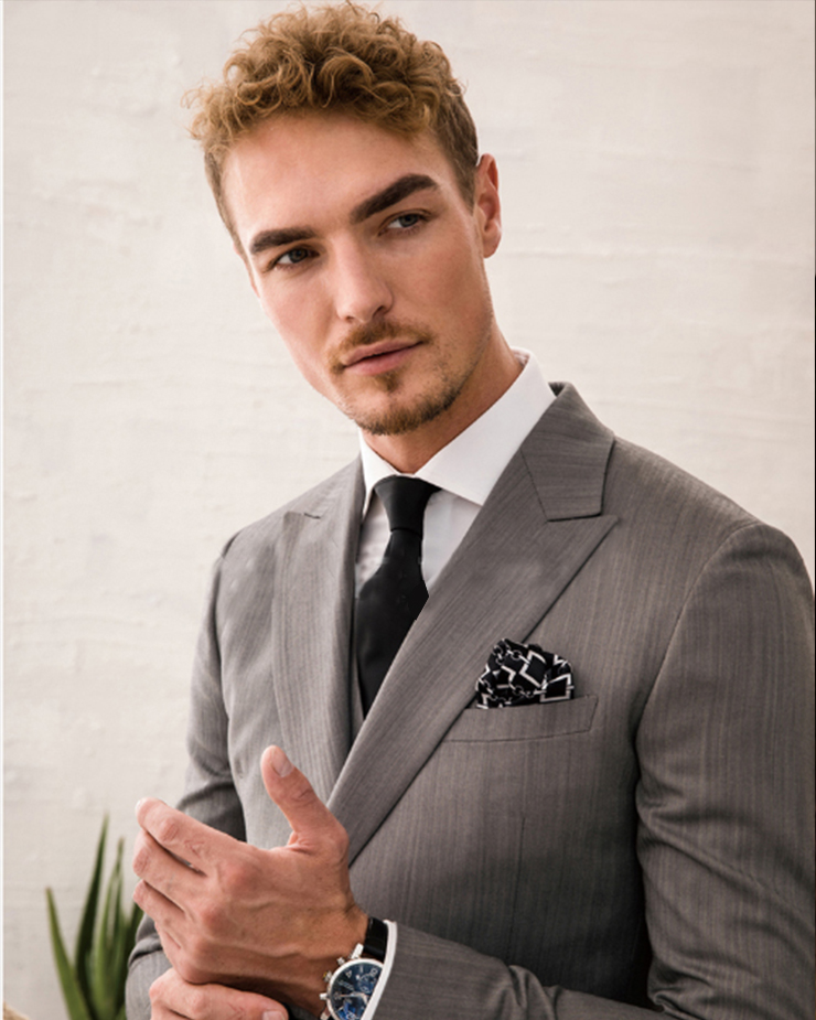 A silk-wool blend professional suit for a formal occasion