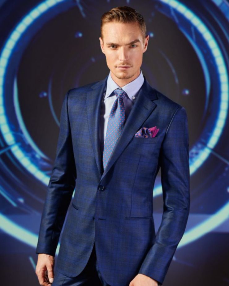 A blue and gray business suit for gentlemen like you